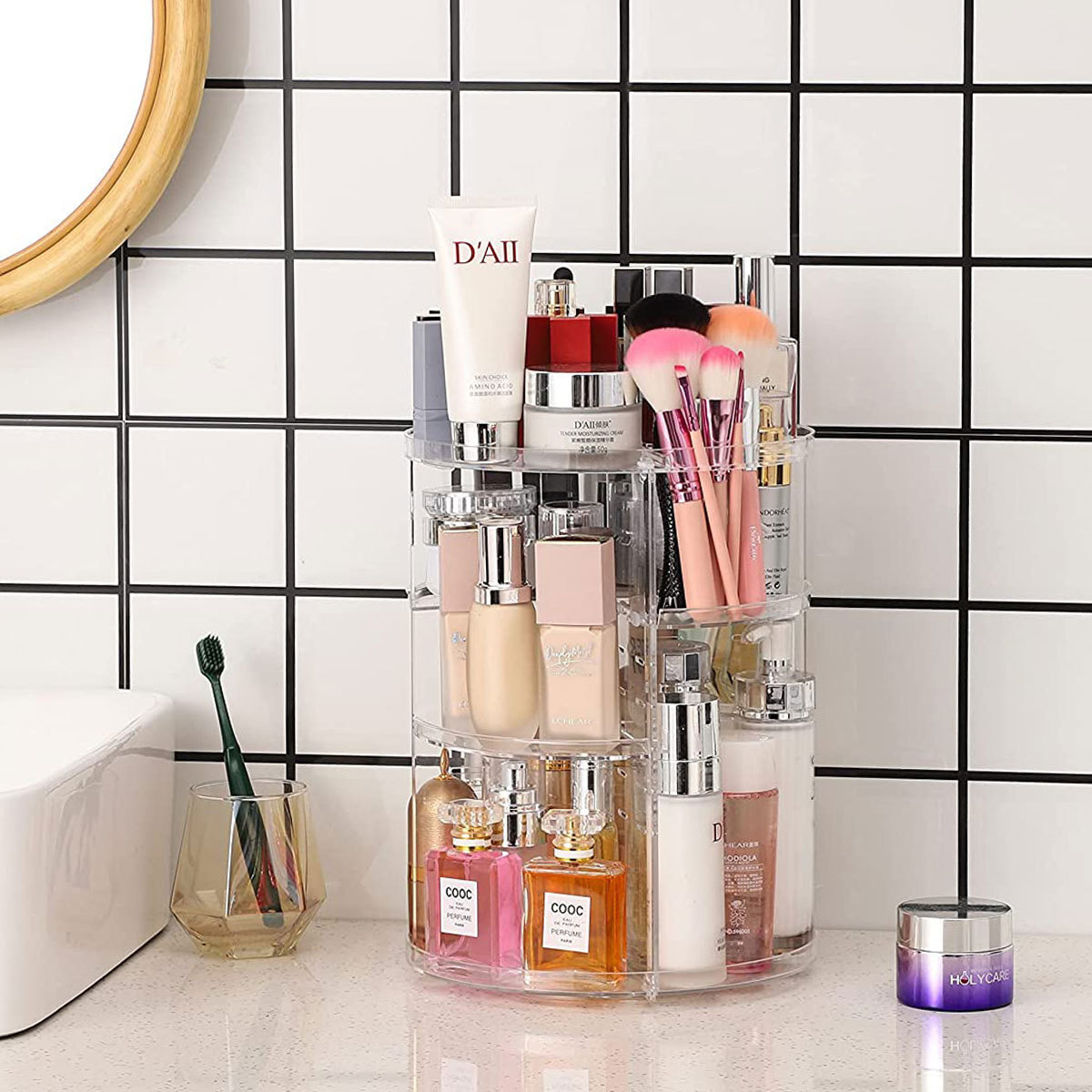 Home Edit Bathroom Storage - 360 graden draaibaar cosmetica-opbergrek (met verstelbare